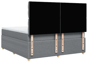 vidaXL Κρεβάτι Boxspring με Στρώμα Ανοιχτό Γκρι 180x200 εκ. Υφασμάτινο