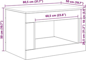 vidaXL Coffee Table Μαύρη Δρυς 80.5 x 50 x 50 cm Engineered Wood