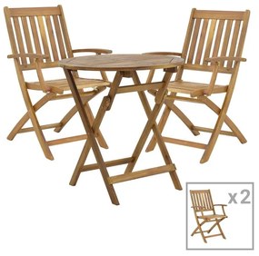 Dining table Mobie-Carpuva set of 3 folding natural solid acacia wood D70x74cm 70x70x74 εκ.