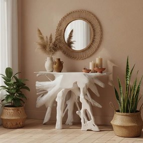 Κονσόλα Lyle χειροποίητη μασίφ ξύλο λευκό 100x38x80εκ 100x38x80 εκ.