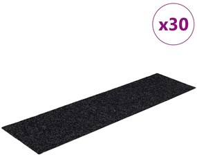 vidaXL Αυτοκόλλητα Πατάκια Σκαλιών 30 τεμ. 76x20 εκ. Μαύρα Ορθογώνια