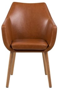 Καρέκλα Oakland 106, Καφέ, 84x58x58cm, 8 kg, Οικολογικό δέρμα, Ξύλινα, Μπράτσα, Ξύλο: Δρυς | Epipla1.gr
