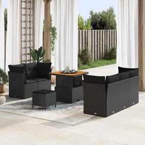 vidaXL Σετ Καναπέ Κήπου Ρυθμιζόμενο ύψος 8 pcs Μαύρο συνθετικό ρατάν