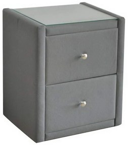 Κομοδίνο Wilton Ε8057,F2 46x41x57cm Grey Glass, Fabric