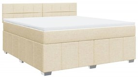 vidaXL Κρεβάτι Boxspring με Στρώμα Κρεμ 180x200 εκ. Υφασμάτινο