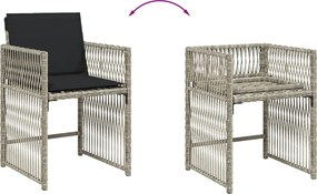 vidaXL Σετ Τραπεζαρίας Κήπου 15 τεμ. Αν. Γκρι Συνθ. Ρατάν με Μαξιλάρια