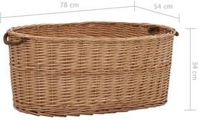 vidaXL Καλάθι Καυσόξυλων με Λαβές Μεταφοράς 78x54x34 εκ. Φυσική Ιτιά