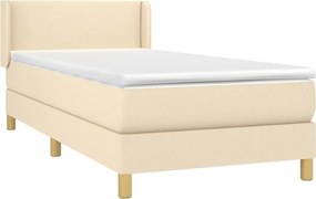 vidaXL Κρεβάτι Boxspring με Στρώμα Κρεμ 100 x 200 εκ. Υφασμάτινο