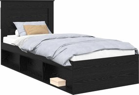 vidaXL Σκελετός Κρεβατιού Μαύρη Δρυς 75 x 190 cm Επεξεργασμένο Ξύλο