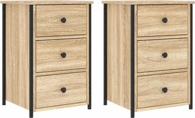 vidaXL Κομοδίνα 2 τεμ. Sonoma Δρυς 40 x 36 x 60 εκ. Επεξεργασμένο Ξύλο