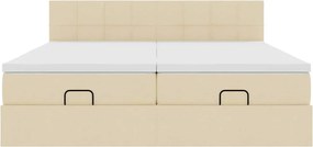 vidaXL Οθωμανικό κρεβάτι με στρώματα Κρέμα 180x200cm ύφασμα