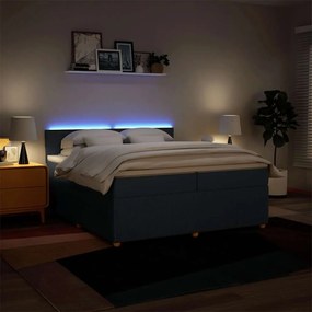 vidaXL Κρεβάτι Boxspring με Στρώμα Μπλε 200x200 εκ. Υφασμάτινο