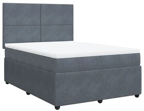 vidaXL Κρεβάτι Boxspring με Στρώμα Σκούρο Γκρι 160x200 εκ. Βελούδινο