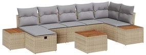 vidaXL Σετ Καναπέ Κήπου 8 pcs Μπεζ 55 x 62 x 69 εκ Πολυ ράταν