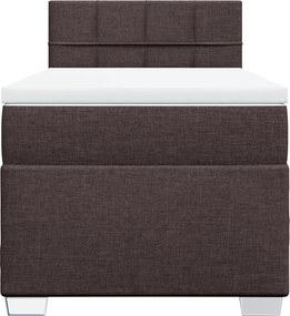 vidaXL Κρεβάτι Boxspring με Στρώμα Σκούρο Καφέ 90x200 εκ. Υφασμάτινο
