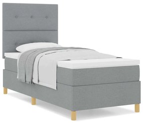 vidaXL Κρεβάτι με ελατήρια με στρώμα Ανοιχτό γκρι 100 x 200 cm ύφασμα