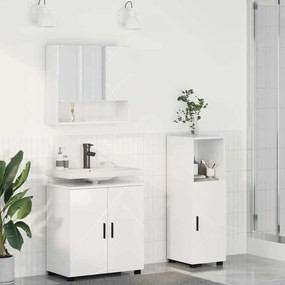 vidaXL Σετ Επίπλων Μπάνιου Επιτοίχιο 3 pcs Υψηλής γυαλάδας λευκό