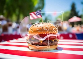 Intra Συλλεκτικό Ξύλινο Παζλ Plywood  4mm - American Flag Burger με καρυκεύματα σε εκδήλωση Σε Ξύλινο Κουτί - Διαστάσεις: 10x10 cm – 25 κομμάτια