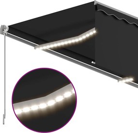 vidaXL Χειροκίνητη τέντα με ηλιακό LED 3,5 x 2,5 m Ανθρακί