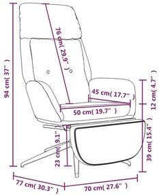 Πολυθρόνα Relax Γκρι από Γνήσιο &amp; Συνθετικό Δέρμα με Σκαμπό - Γκρι