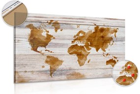 Εικόνα σε χάρτη περίγραμμα από φελλό σε ξύλινο φόντο - 90x60  wooden