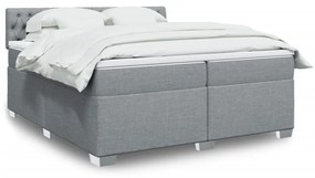 vidaXL Κρεβάτι Boxspring με Στρώμα Ανοιχτό Γκρι 200x200 εκ. Υφασμάτινο