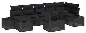 vidaXL Σετ Καναπέ Κήπου με μαξιλάρι 8 pcs Μαύρο