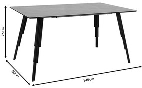 Τραπέζι Lifo pakoworld MDF ανθρακί cement-μαύρο 140x80x75εκ - MDF - 096-000026