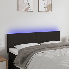 Κεφαλάρι Κρεβατιού LED Μαύρο 144x5x78/88 εκ. Υφασμάτινο - Μαύρο
