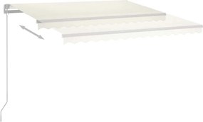 vidaXL Χειροκίνητη τέντα με ηλιακό LED 4 x 3 m Κρεμ 100% Πολυεστέρας