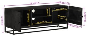 Έπιπλο Τηλεόρασης Μαύρο 110x30x40εκ.Μασίφ Ξύλο Μάνγκο &amp; Σίδηρος - Μαύρο