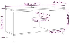 Έπιπλο Τηλεόρασης Γκρι Sonoma 103,5x35x50 εκ Μασίφ Ξύλινα Πόδια - Γκρι