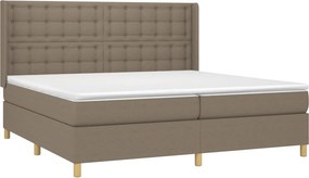 vidaXL Κρεβάτι Boxspring με Στρώμα &amp; LED Taupe 200x200 εκ. Υφασμάτινο