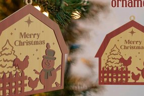 Σετ των 3 Intra απο ξύλο plywood 3mm-4mm πάχος Τρισδιάστατο χριστουγεννιάτικο στολίδι αχυρώνα με λέιζερ Δίασταση 8x8 cm INTRAFABR-79692836