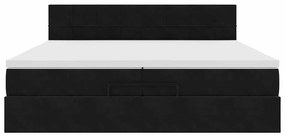 vidaXL Οθωμανικό κρεβάτι με στρώματα & LEDs Μαύρο 200x200cm Velvet