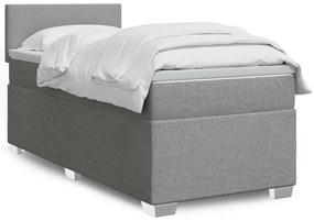 vidaXL Κρεβάτι Boxspring με Στρώμα Ανοιχτό Γκρι 90x200 εκ. Υφασμάτινο