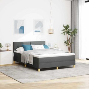 vidaXL LED Κρεβάτι με βάθρο Σκούρο Γκρι 140 x 200 cm ύφασμα
