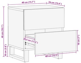 ΚΟΜΟΔΙΝΑ 2 ΤΕΜ. 40X34X46 ΕΚ. ΑΠΟ ΜΑΣΙΦ ΞΕΒΑΜΜΕΝΟ ΞΥΛΟ ΜΑΝΓΚΟ 377433