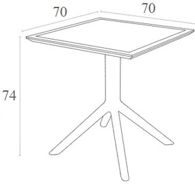 ΤΡΑΠΕΖΙ ΠΟΛ/ΝΙΟΥ 70X70X74εκ. DARK GREY