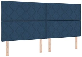 vidaXL Κρεβάτι με ελατήρια με στρώμα Μπλε 200 x 200 cm ύφασμα