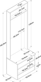 Έπιπλο Εισόδου Λευκό FORECON 59.8x35.5x182.8