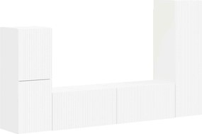 vidaXL Σετ επίπλου τηλεόρασης Επιτοίχιο 4 pcs Λευκό Επεξεργασμένο ξύλο