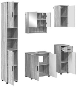 vidaXL Σετ Επίπλων Μπάνιου με πόρτα 5 pcs Γκρι sonoma 61 x 35 x 64 εκ.