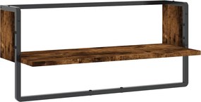 vidaXL Ράφι Τοίχου με Μπάρα Καπνιστή Δρυς 65x25x30 εκ.