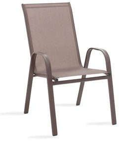 Πολυθρόνα Calan pakoworld μέταλλο σκούρo καφέ-textilene καφέ 54x74x91εκ
