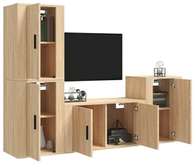 vidaXL Σετ Επίπλων Τηλεόρασης 4 Τεμαχίων Sonoma Δρυς Επεξ. Ξύλο