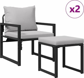 vidaXL Εξωτερικά Έπιπλα 4 pcs 2-Αριθμός καθισμάτων Ανοιχτό γκρι