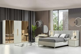 Stewehome ΣΣετ Υπνοδωματίου Λευκό χρυσός με Πολυτέλεια 7τμχ 200x257x218 cm