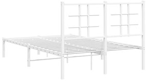 Πλαίσιο Κρεβατιού με Κεφαλάρι Λευκό 120x190 εκ. Μεταλλικό - Λευκό