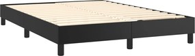 vidaXL Κρεβάτι Boxspring με Στρώμα &amp; LED Μαύρο 140x200 εκ. Συνθ. Δέρμα